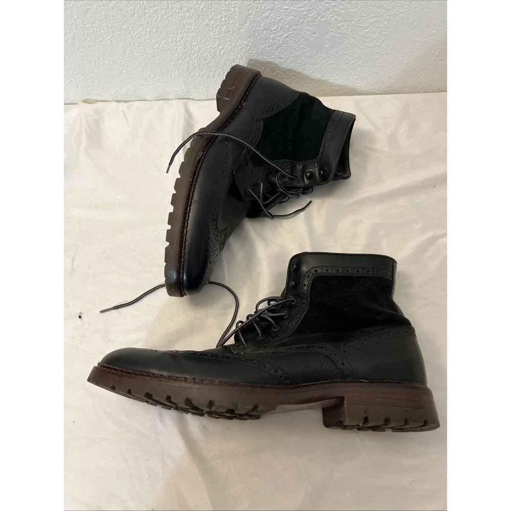 Johnston‎ & Murphy Mens 20-8935 Black Suede Leather Boots Sz 13M Greer Wingtip